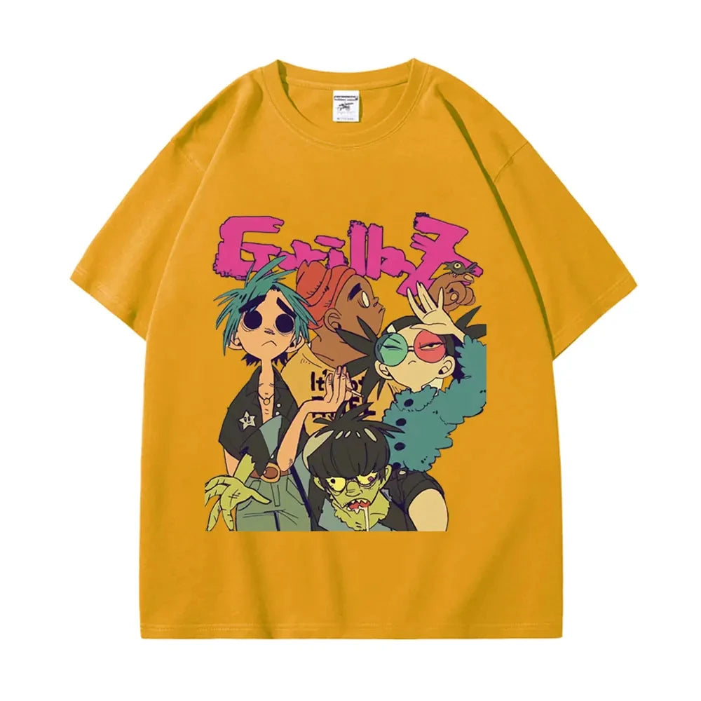 Trend Band Gorillaz Printed T Shirts Men Women The High Street Fashion Oversized