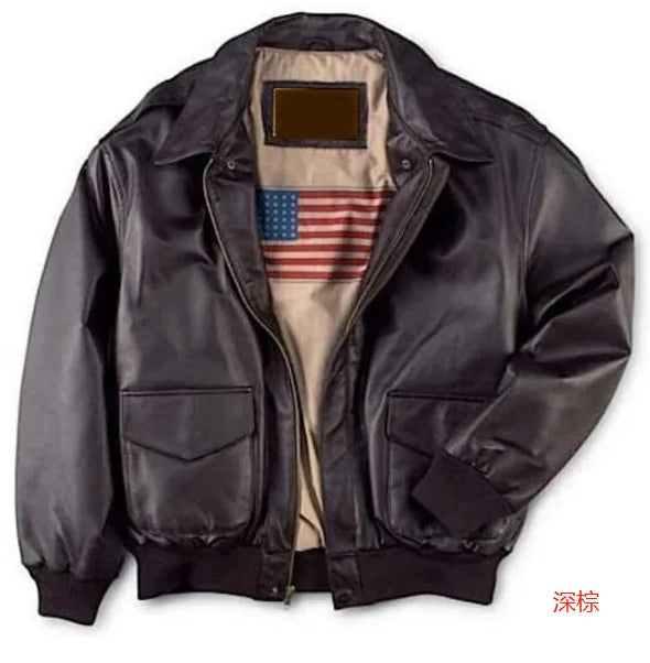 Men’s Classic Leather Bomber Jacket