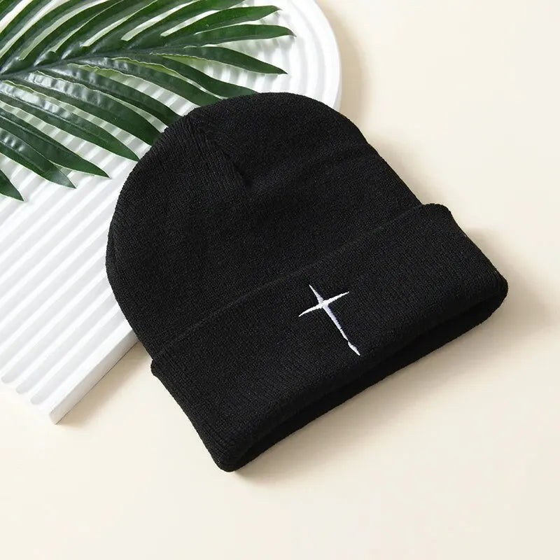 Minimalist Cross Embroidered Beanie