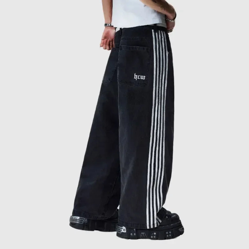 Retro Wide-Leg Denim Track Pants