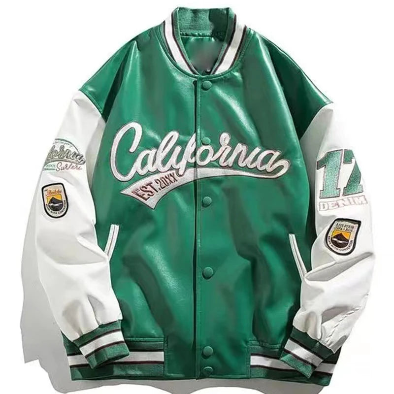 Varsity PU Leather Jacket California