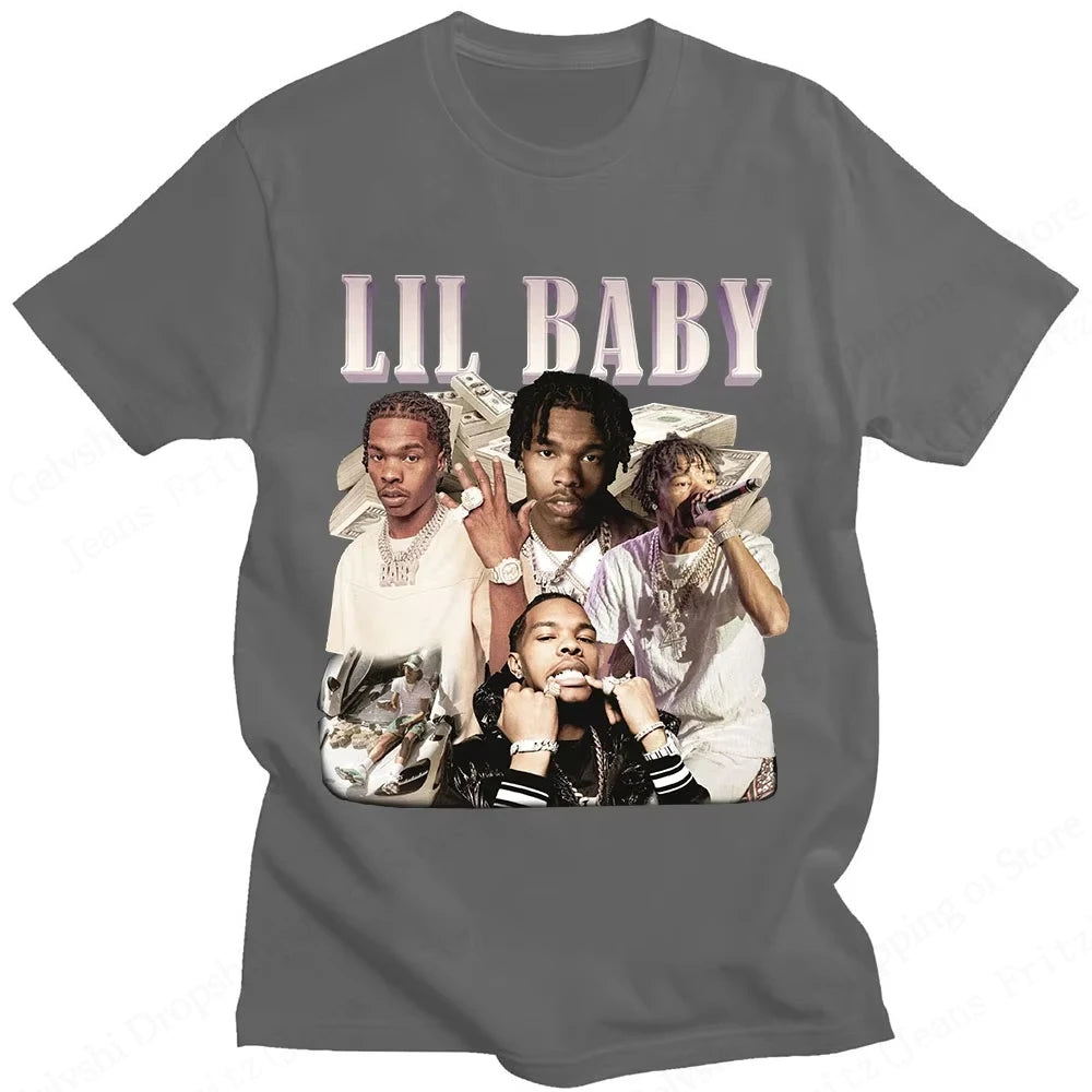 Hip Hop Rapper Lil Baby T Shirt Men Fashion Oversized