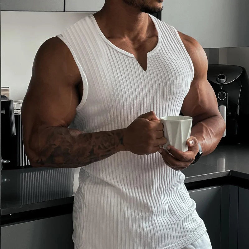 Men’s Ribbed Fitted Sleeveless Tee