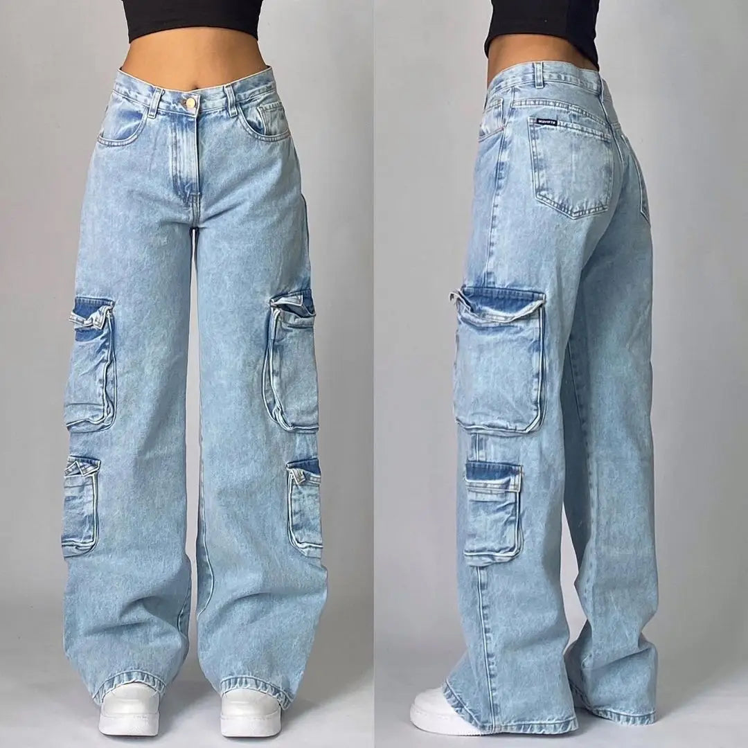 FERION Solid Baggy Jeans