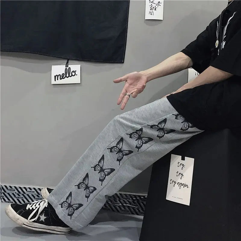 Japanese Y2k Oversize Graphic Wide Sweatpants Men Streetwear