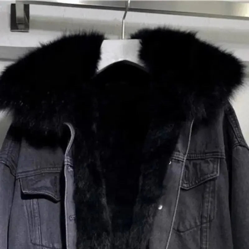 Women's Fur-Lined Denim Jacket