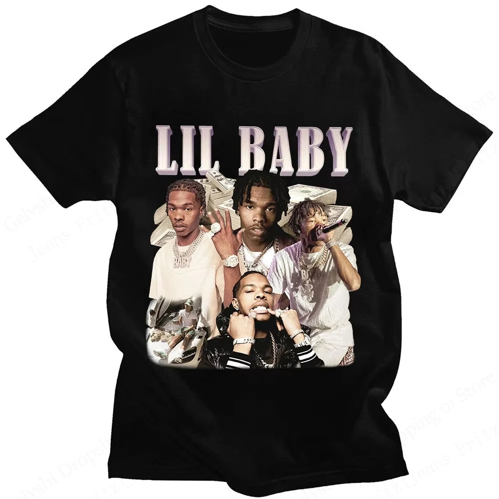 Hip Hop Rapper Lil Baby T Shirt Men Fashion Oversized