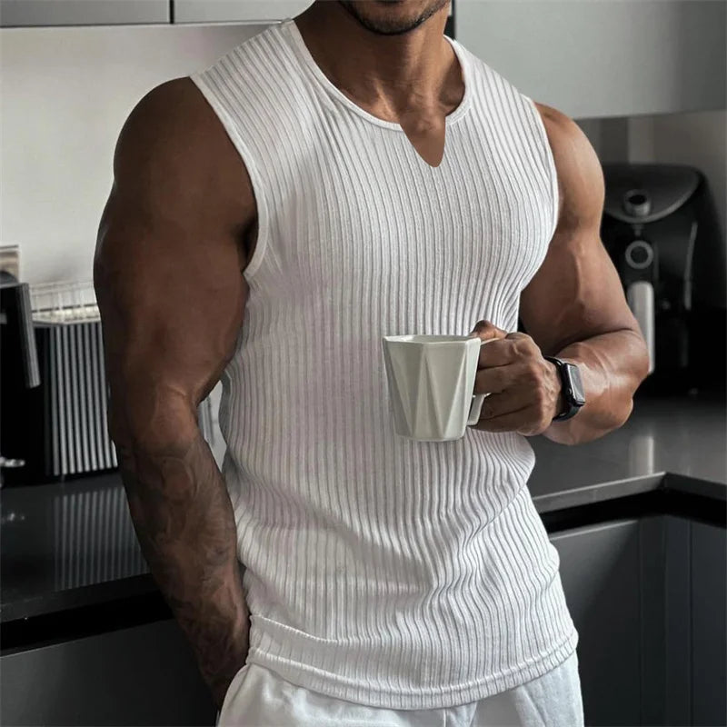 Men’s Ribbed Fitted Sleeveless Tee