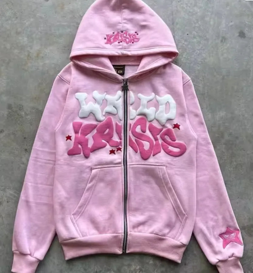 Street FUXIONGFU Art Zip-Up Hoodie