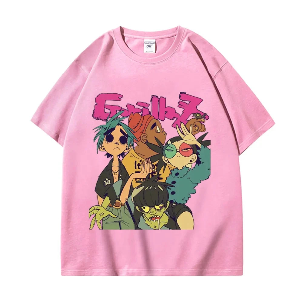 Trend Band Gorillaz Printed T Shirts Men Women The High Street Fashion Oversized