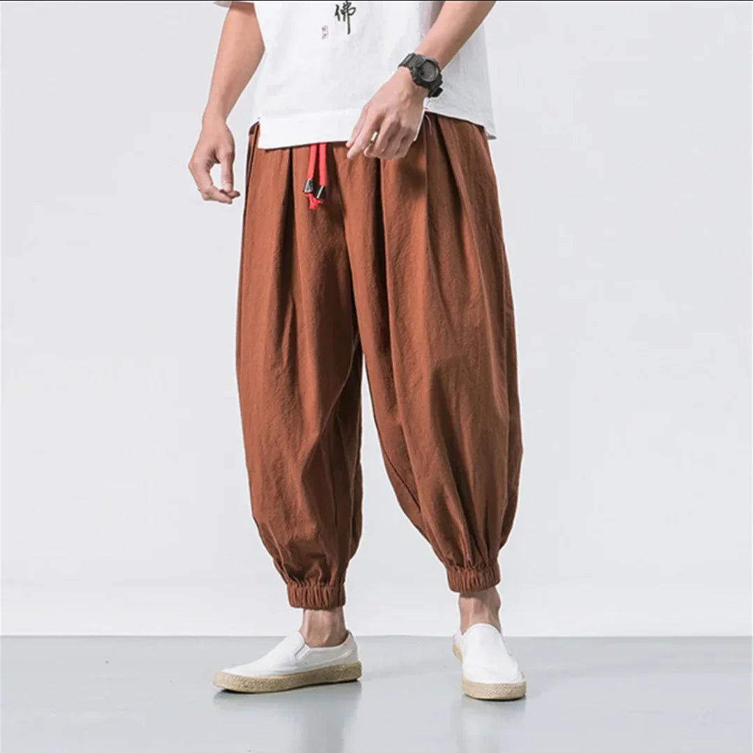 Men Loose Harem Pants Chinese Linen Overweight