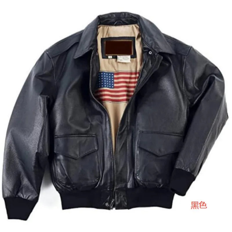 Men’s Classic Leather Bomber Jacket