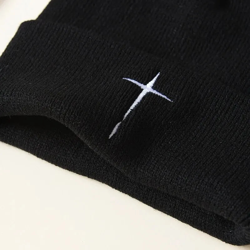 Minimalist Cross Embroidered Beanie