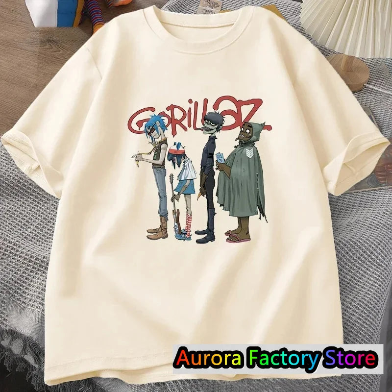 Trend Band Gorillaz Printed T Shirts Men Women The High Street Fashion Oversized