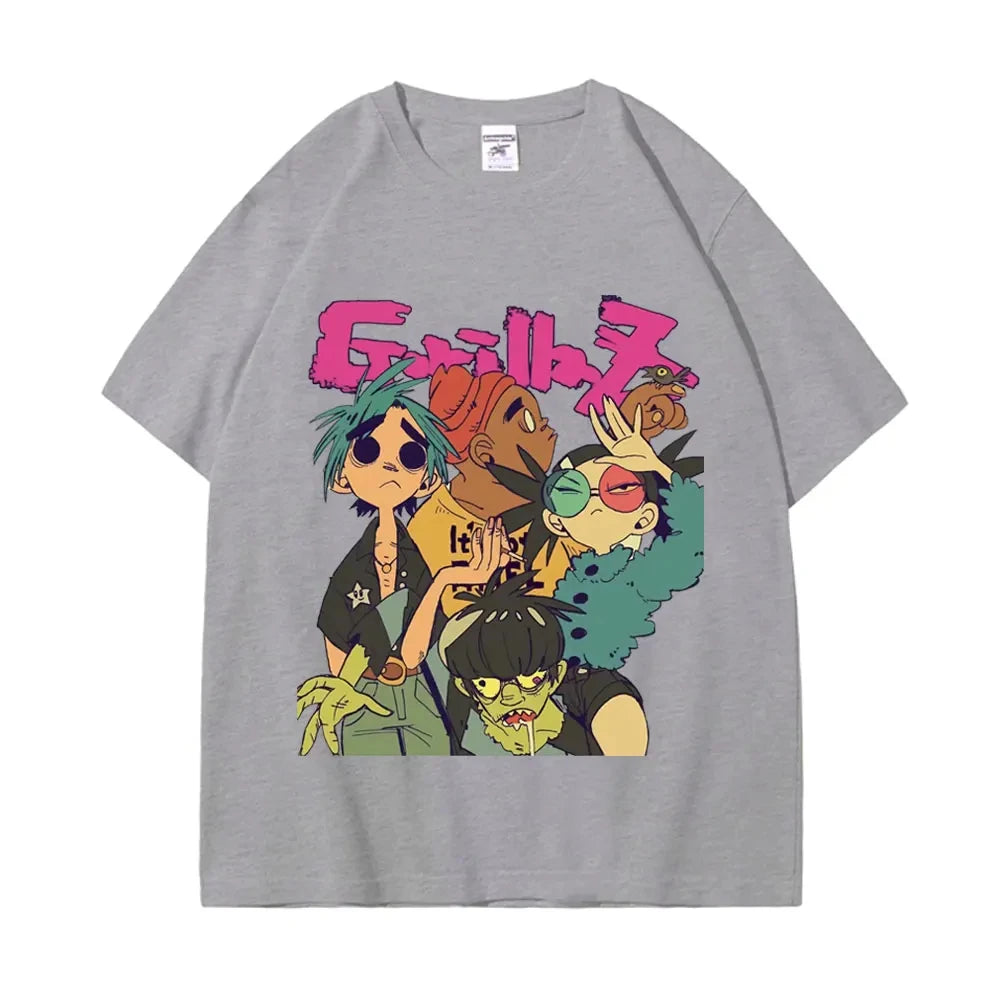 Trend Band Gorillaz Printed T Shirts Men Women The High Street Fashion Oversized