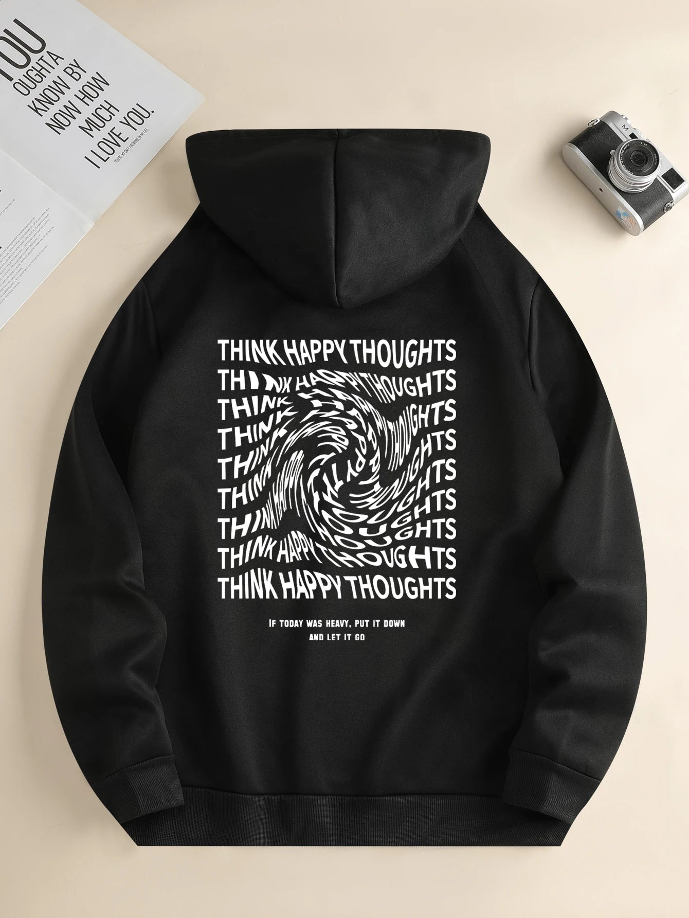 "THINK HAPPY THOUGHTS" Long Sleeve Hoodie